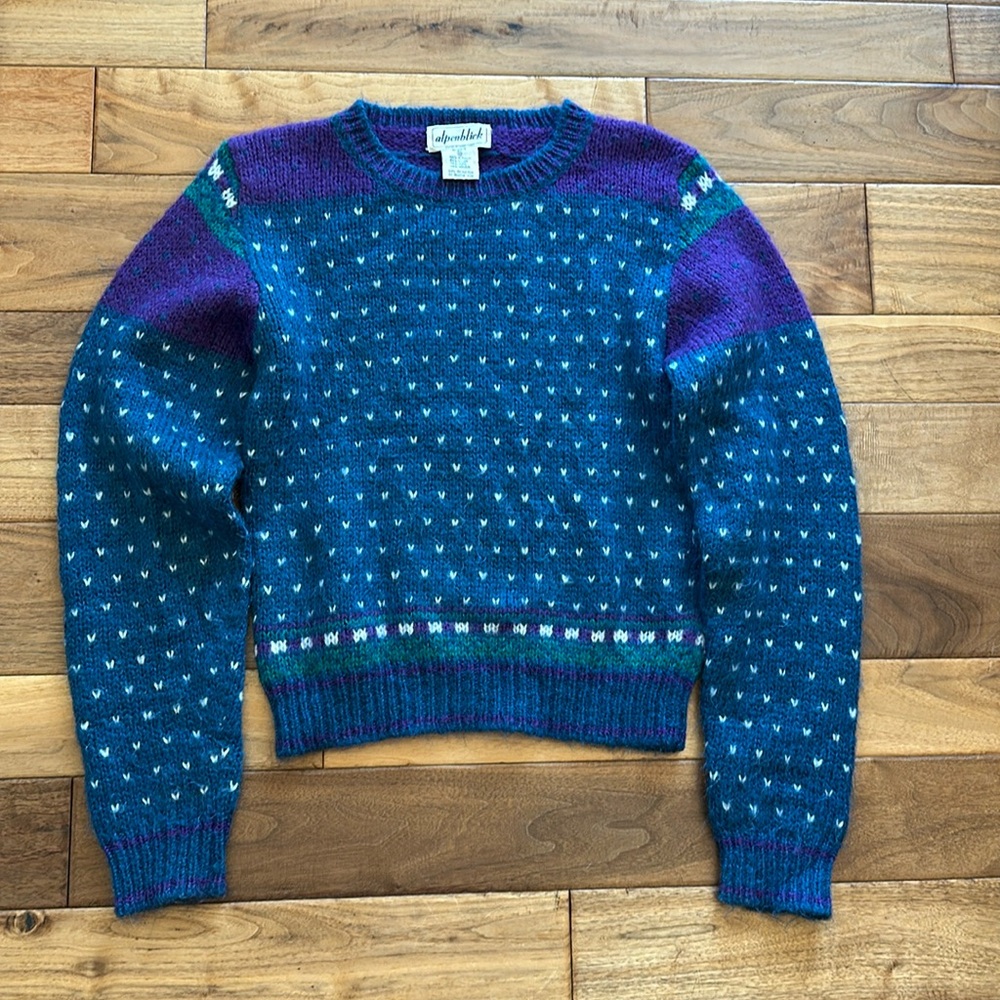 Vtg alpenbliek wool and mohair blend ski fair isle sweater